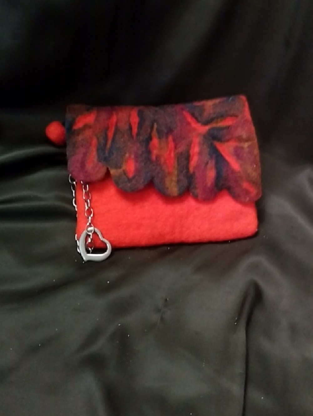 Hand Crafted Orange Felt Clutch with Multicolor Felt Flap